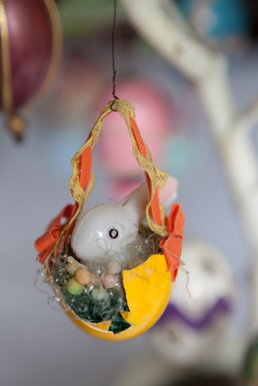 1968 Decorate Egg - The Bunny Basket Egg. This was one of the few eggs I made for the tree. Even though the bright colors didn't fit in with my mom's elegant color scheme, she graciously added it to the family tree. That's true Mother's love.