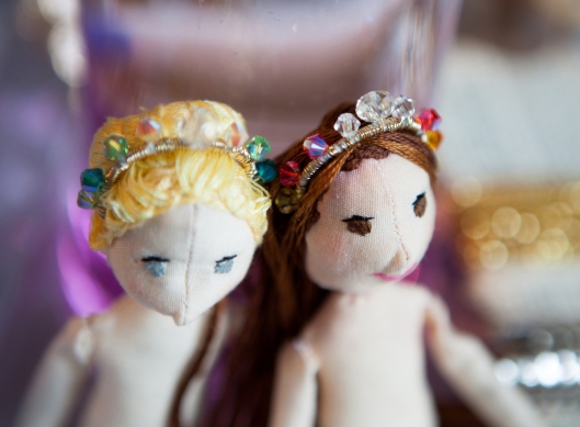 The dolls looked much better with new hair and tiaras. 