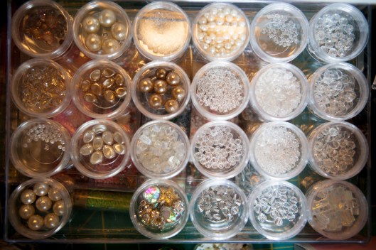 Pearl, crystal and glass beads.