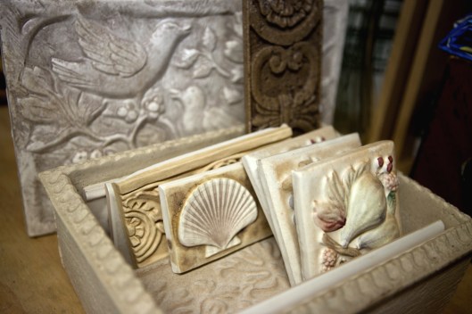 Border, relief and bullnose tile samples. These are heavy and gorgeous!