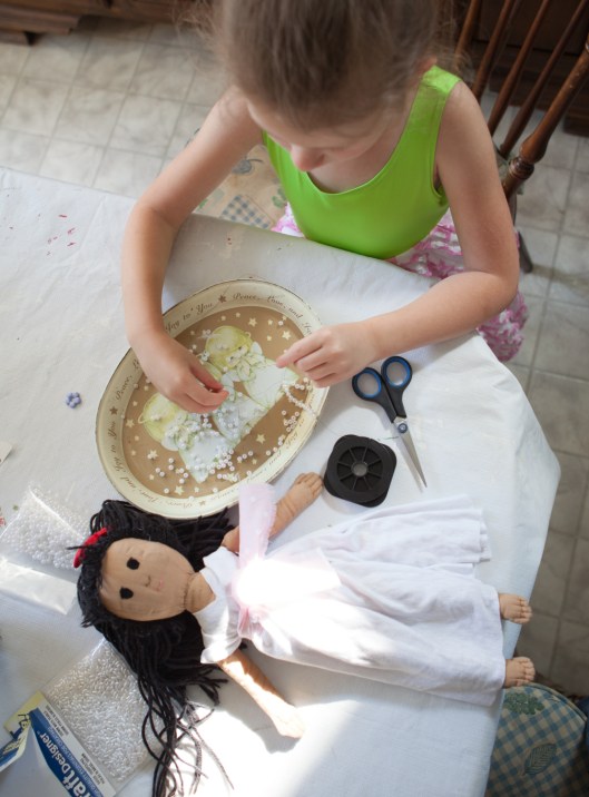 On my worktable - No sew doll dress 1
