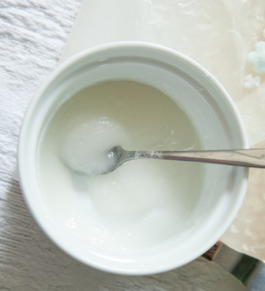 Sugar and water are mixed to make the gritty "sugar paste" to attach the sugar decorations.