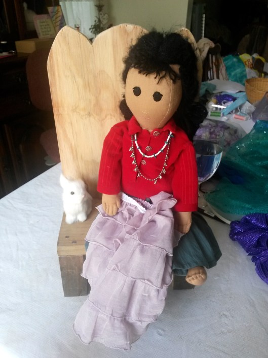 She couldn't part with her doll and took it home so I had to use my own doll for fittings.  