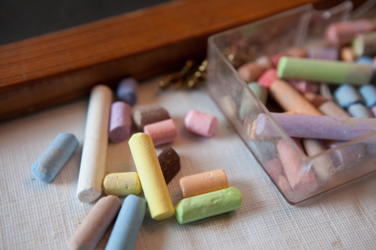 Colored bits of chalk