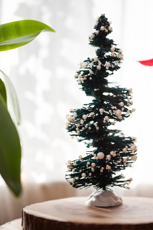 Pearl Bottle Brush Topiary Tree