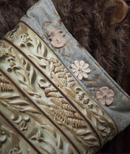2 carved wood flower stripe fabric pillow.jpg