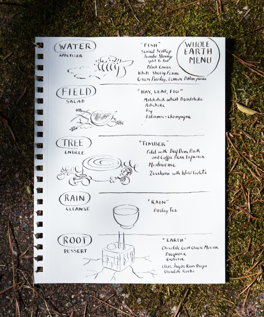 A menu for Whole Earth, a restaurant in my imagination.